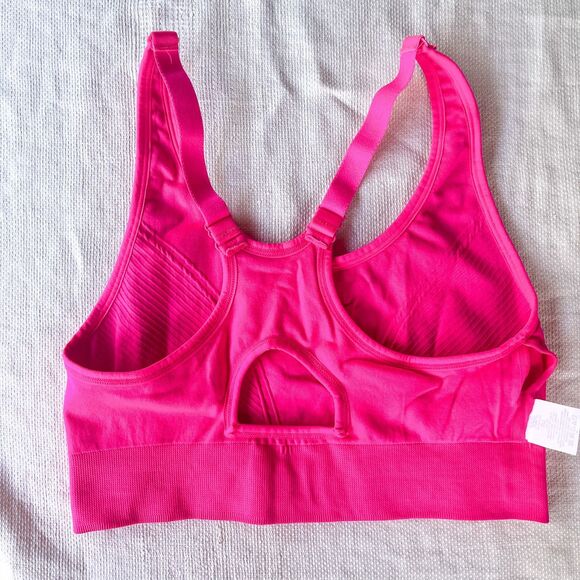 NWOT New Balance Seamless Cami Sports Bra - Neon Pink - Adjustable Straps - Sz L - Picture 5 of 6